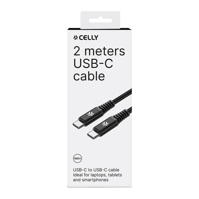 CABLE CELLY USB-C TO USB-C 100W 2M BK