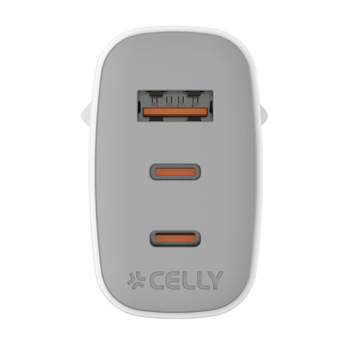 Wall Charger Celly UPTC1USB2USBC65 White