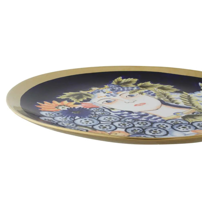 Centerpiece DKD Home Decor Blue Multicolour Porcelain 42 x 42 x 4 cm - Декорация и Осветление<<<Дом