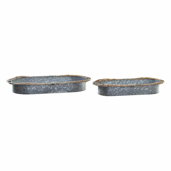 Centerpiece DKD Home Decor Brown Grey Iron 51 x 26 x 7 cm (2 Units) - Декорация и Осветление<<<Дом