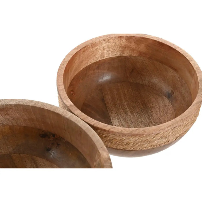 Centerpiece Home ESPRIT Brown Rope Mango wood 25 x 25 x 10 cm (2 Units) - Декорация и Осветление<<<Дом