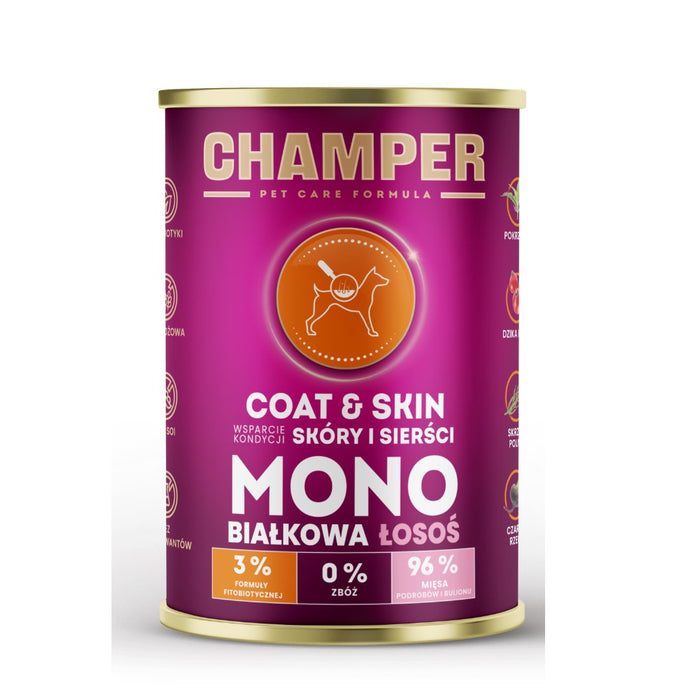 CHAMPER Coat & Skin Monoprotein Salmon - wet dog food - 400g