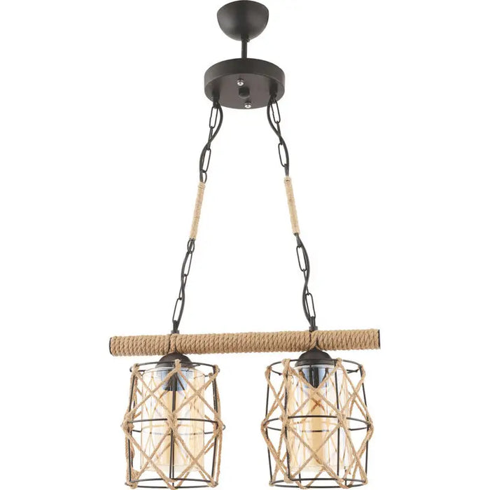 CHANDELIER 2XE27 BLACK + ROPE SMOKE CUP INTO DJUNA - Полилеи<<<Вътрешно осветление<<<Мебели и интериор<<<Praktiker