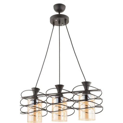 CHANDELIER 3XE27 BLACK SMOKE CUP INTO FIBELA - Полилеи<<<Вътрешно осветление<<<Мебели и интериор<<<Praktiker