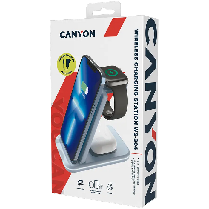 Charger CANYON CNS-WCS304BL - Аксесоари за смартфон<<<Аксесоари<<<TechMart&&&Аксесоари за смартфон<<<Телефони и