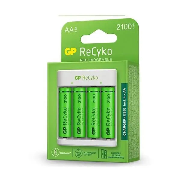 Charger GP BATTERIES E411 + 2100mAh AA For 4 pieces NiMH - Зарядни устройства и адаптери<<<Батерии и зарядни