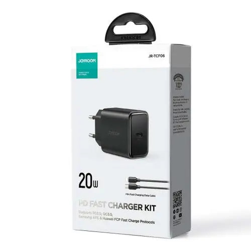 Charger Joyroom JR-TCF06 Flash PD 20W + Cable 1m (Black) - Travel Charger<<<Accessories<<<Основна<<<DunaXML&&&mains