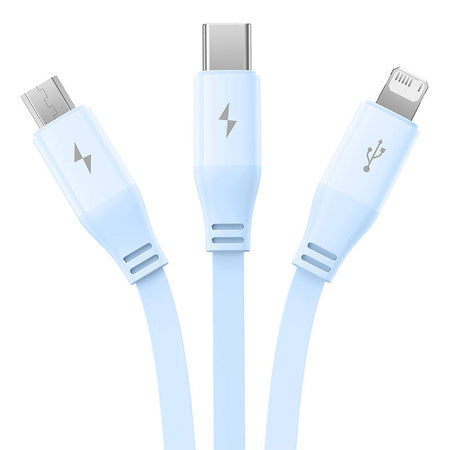 Charging Cable 3w1 Baseus USB to USB-C USB-M Lightning 3,5A 1,1m (blue) - Combo Cables<<<USB cables<<<GSM