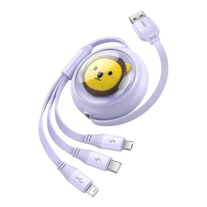 Charging Cable 3w1 Baseus USB to USB-C USB-M Lightning 3,5A 1,1m (purple) - Combo Cables<<<USB cables<<<GSM