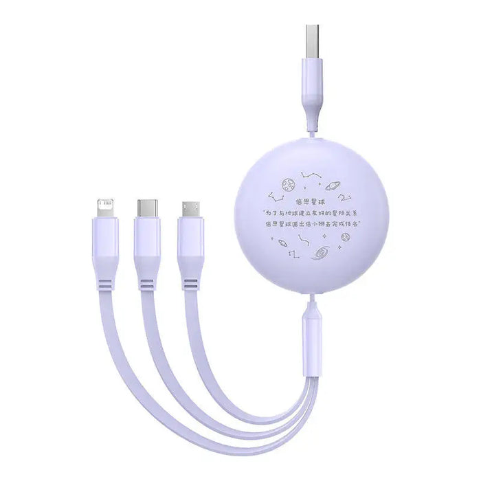 Charging Cable 3w1 Baseus USB to USB-C USB-M Lightning 3,5A 1,1m (purple) - Combo Cables<<<USB cables<<<GSM