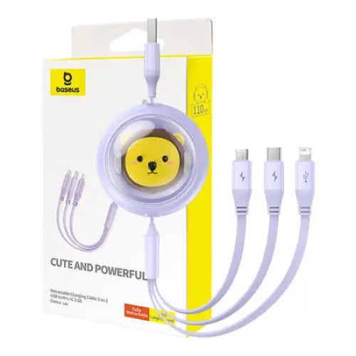 Charging Cable 3w1 Baseus USB to USB-C USB-M Lightning 3,5A 1,1m (purple) - Combo Cables<<<USB cables<<<GSM