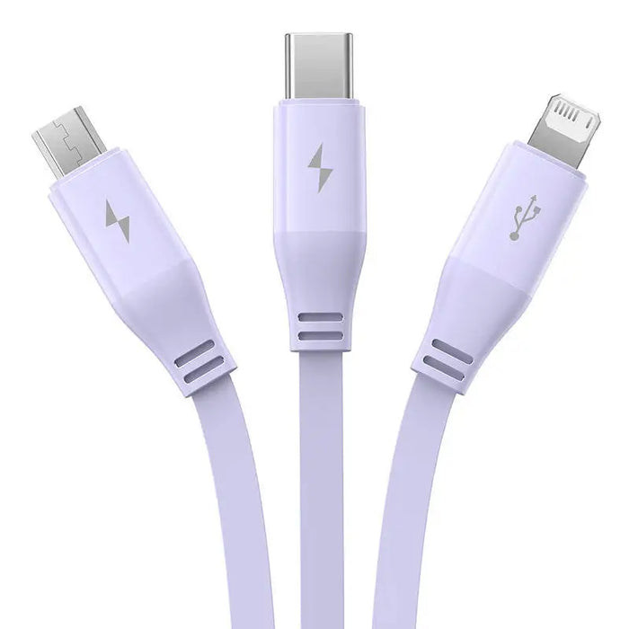Charging Cable 3w1 Baseus USB to USB-C USB-M Lightning 3,5A 1,1m (purple) - Combo Cables<<<USB cables<<<GSM