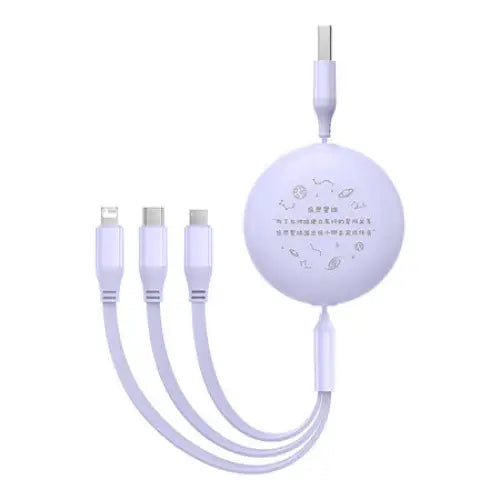 Charging Cable 3w1 Baseus USB to USB-C USB-M Lightning 3,5A 1,1m (purple) - Combo Cables<<<USB cables<<<GSM