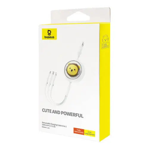 Charging Cable 3w1 Baseus USB to USB-C USB-M Lightning 3,5A 1,1m (White) - Combo Cables<<<USB cables<<<GSM