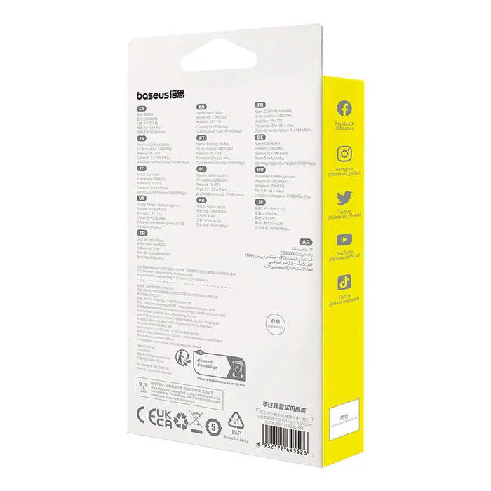 Charging Cable 3w1 Baseus USB to USB-C USB-M Lightning 3,5A 1,1m (White) - Combo Cables<<<USB cables<<<GSM