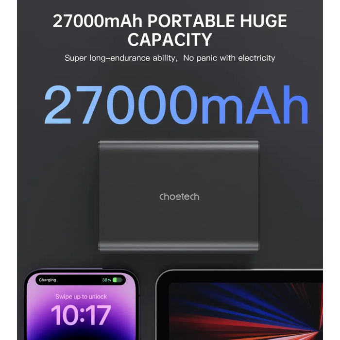 Choetech B635BK USB-A / USB-C Powerbank 22.5W 27000mAh - black - Powerbanks<<<HurtelXML