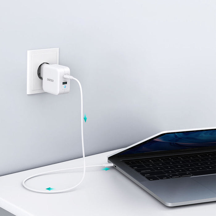 Choetech fast GaN wall charger USB Type C PD USB-A QC3.0 65W 3,25A white (PD8002) - Cell phone USB charger<<<HurtelXML