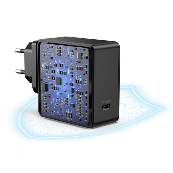 Choetech fast USB Type C wall charger PD 60W 3A black (Q4004-EU) - Cell phone USB charger<<<HurtelXML