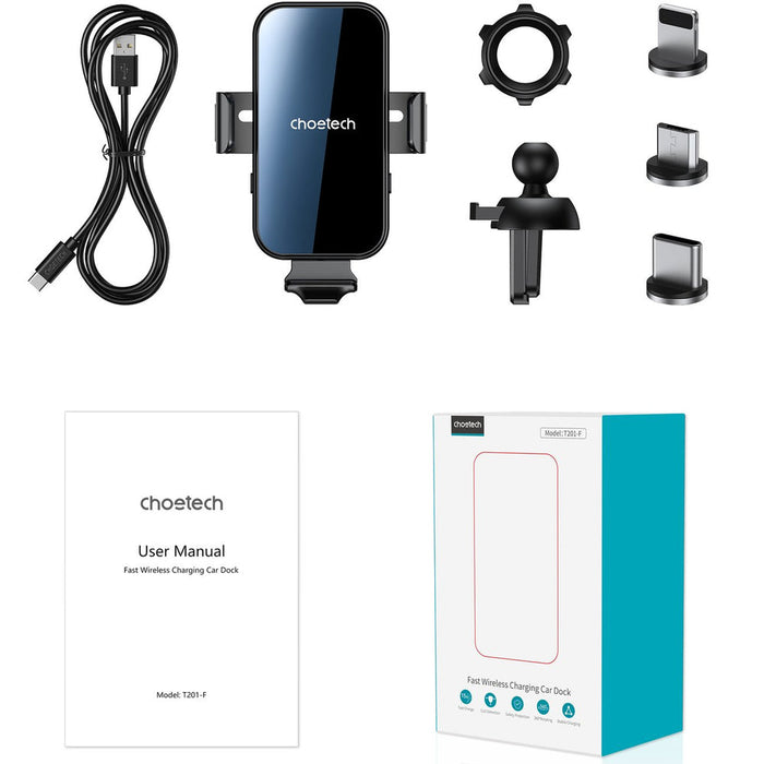 Choetech induction charger with holder + magnetic tips black (T201-F) - Cell phone holders<<<HurtelXML
