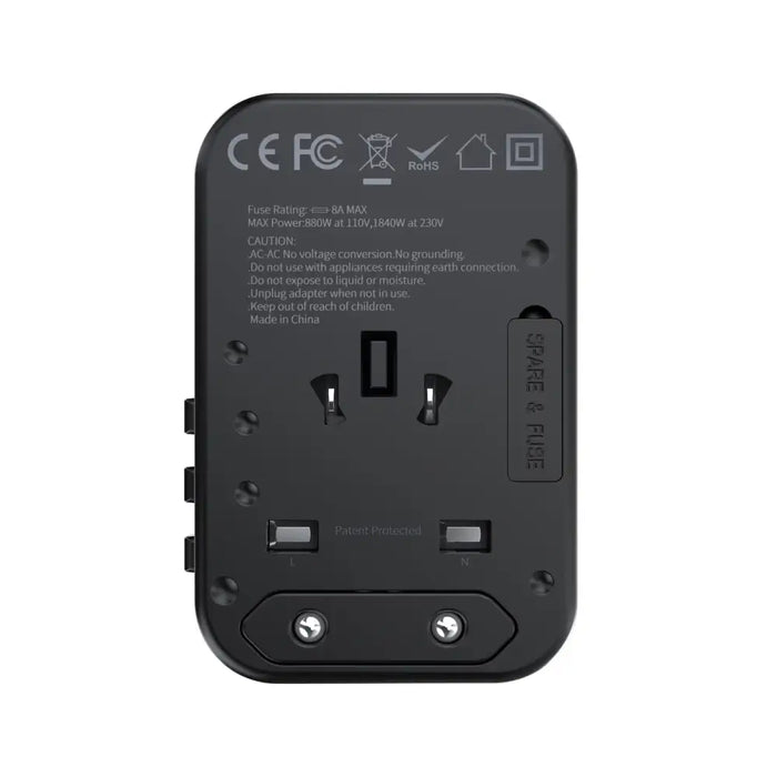 Choetech PD5009-BK GaN EU/US/UK/AU Travel Adapter 2x USB-C USB-A 65W PD - Black - Cell phone USB charger<<<HurtelXML