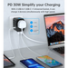 Choetech PD6041 USB-C USB-A PD 30W Travel Charger with 4 Plugs USA EU UK AU - Black - Cell phone USB charger<<<HurtelXML