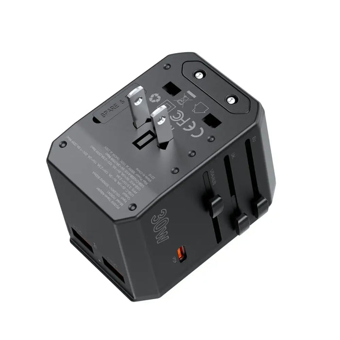 Choetech PD6041 USB-C USB-A PD 30W Travel Charger with 4 Plugs USA EU UK AU - Black - Cell phone USB charger<<<HurtelXML