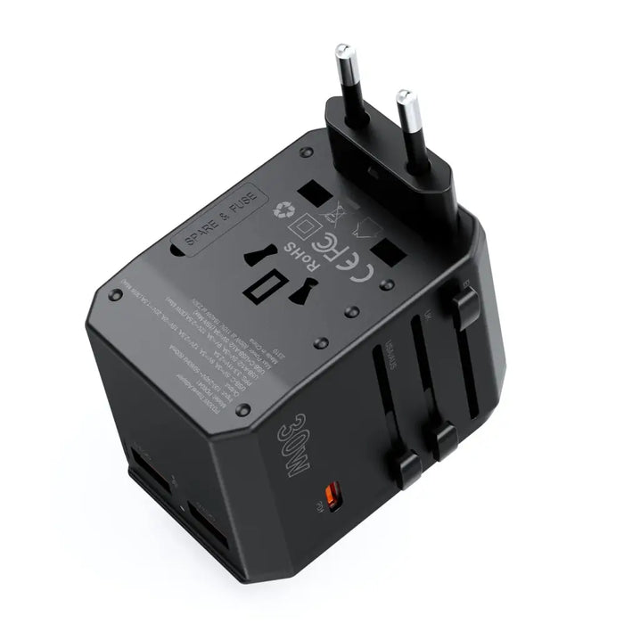 Choetech PD6041 USB-C USB-A PD 30W Travel Charger with 4 Plugs USA EU UK AU - Black - Cell phone USB charger<<<HurtelXML