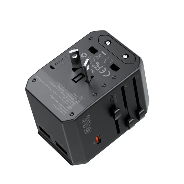 Choetech PD6041 USB-C USB-A PD 30W Travel Charger with 4 Plugs USA EU UK AU - Black - Cell phone USB charger<<<HurtelXML