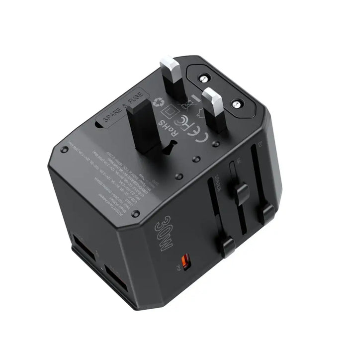Choetech PD6041 USB-C USB-A PD 30W Travel Charger with 4 Plugs USA EU UK AU - Black - Cell phone USB charger<<<HurtelXML