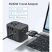Choetech PD6041 USB-C USB-A PD 30W Travel Charger with 4 Plugs USA EU UK AU - Black - Cell phone USB charger<<<HurtelXML