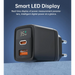 Choetech PD6052 USB-C USB-A PD 35W GaN wall charger with display - black - Cell phone USB charger<<<HurtelXML
