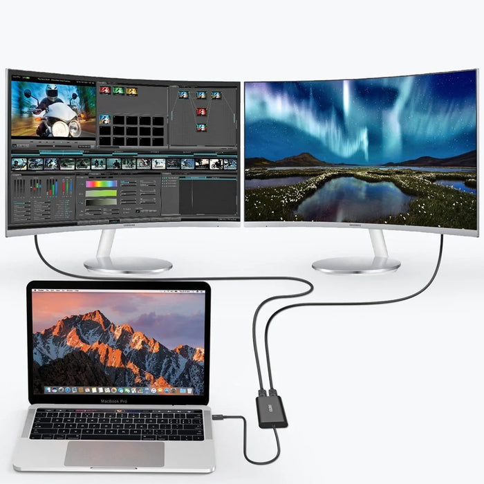 Choetech plug adapter USB Type C Thunderbolt 3 (40Gbps) - 2x DisplayPort 4K 60Hz black (HUB-D03) - USB