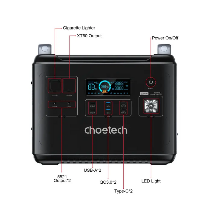 Choetech portable power station LiFePO4 1997Wh 2000W power bank black (BS006 Super Mini) - Powerbanks<<<HurtelXML