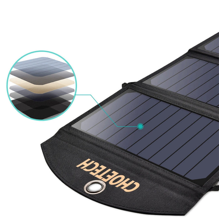Choetech SC001 solar foldable charger 19W 2x USB-A - black - Cell phone USB charger<<<HurtelXML