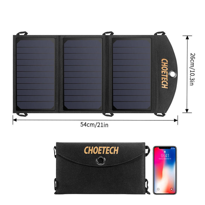 Choetech SC001 solar foldable charger 19W 2x USB-A - black - Cell phone USB charger<<<HurtelXML