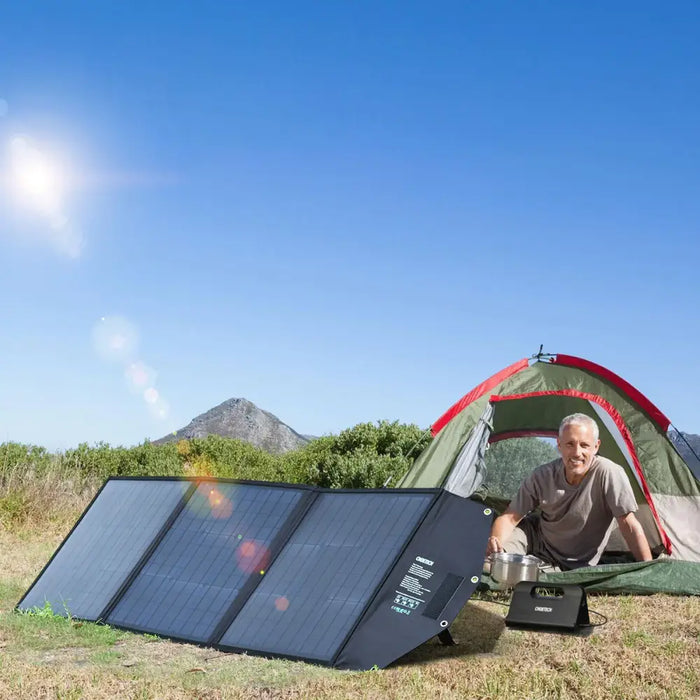 Choetech SC008 solar foldable charger 120W DC / USB-C / 2x USB-A - black - Cell phone USB charger<<<HurtelXML