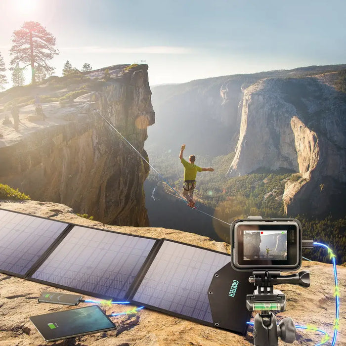 Choetech SC008 solar foldable charger 120W DC / USB-C / 2x USB-A - black - Cell phone USB charger<<<HurtelXML