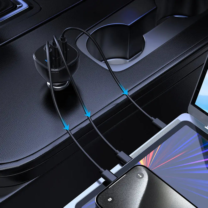 Choetech TC0024 car charger 160W 2x USB-C PD 3.1 1x USB-A - black - Cell phone USB charger<<<HurtelXML