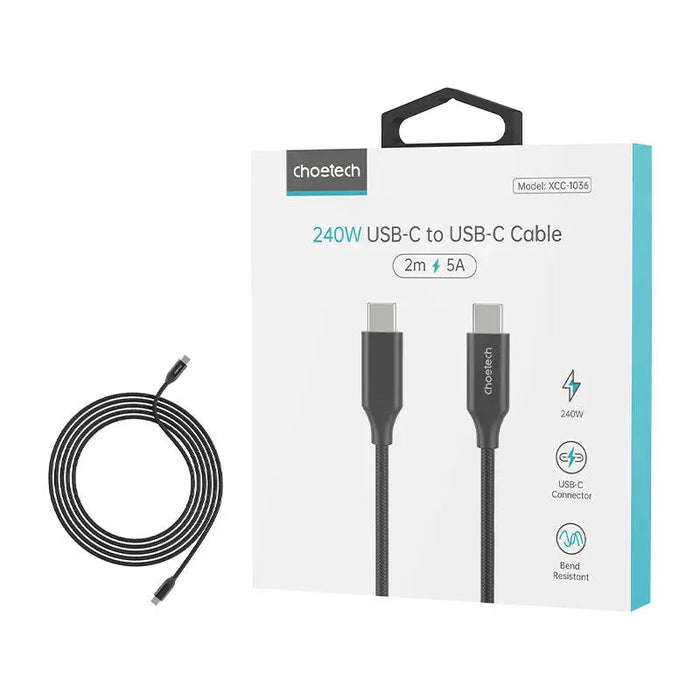 Choetech XCC-1036 USB-C - USB-C PD cable 240W 480Mb/s 2m - black - USB-C to USB-C<<<USB cables<<<GSM