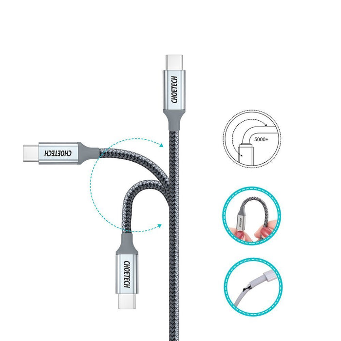 Choetech XCC-1002-GY USB-C - USB-C PD QC cable 100W 5A 480Mb/s 1.8m - gray