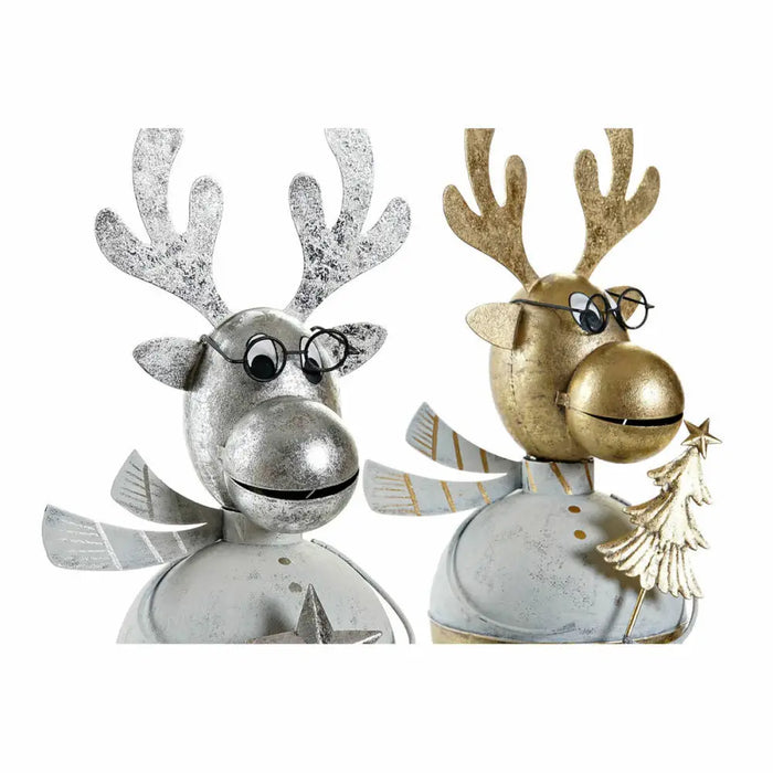 Christmas bauble DKD Home Decor Metal Reindeer (14 x 13 x 27 cm) (2 pcs) - Декорация и Осветление<<<Дом