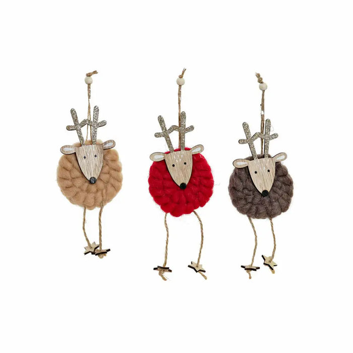 Christmas bauble DKD Home Decor Polyester Wood Reindeer (3 pcs) (8 x 3 x 26 cm) - Декорация и Осветление<<<Дом