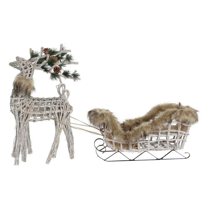 Christmas bauble DKD Home Decor Reindeer White Brown wicker 58 x 30 x 30 cm (3 Pieces) - Декорация и Осветление<<<Дом