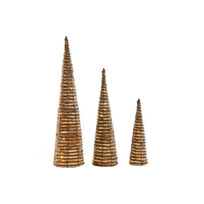 Christmas bauble DKD Home Decor White Natural 20 x 20 x 80 cm (3 Pieces) - Декорация и Осветление<<<Дом