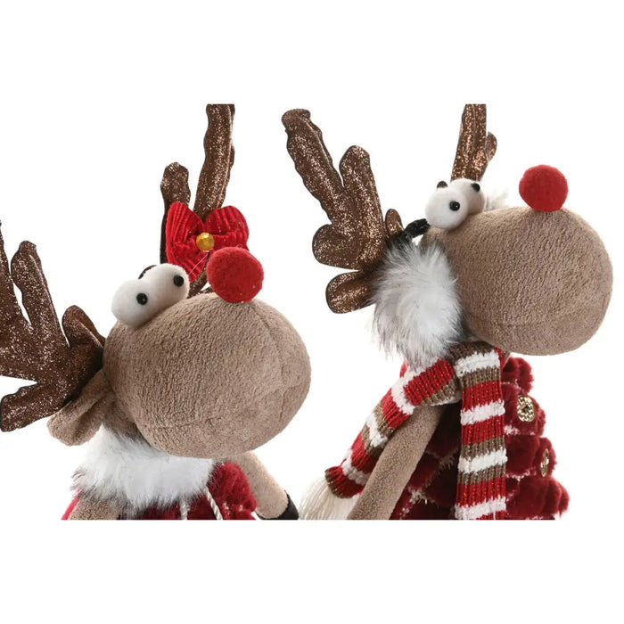Christmas bauble Home ESPRIT Brown Red Green Reindeer 23 x 16 x 41 cm (2 Units) - Декорация и Осветление<<<Дом