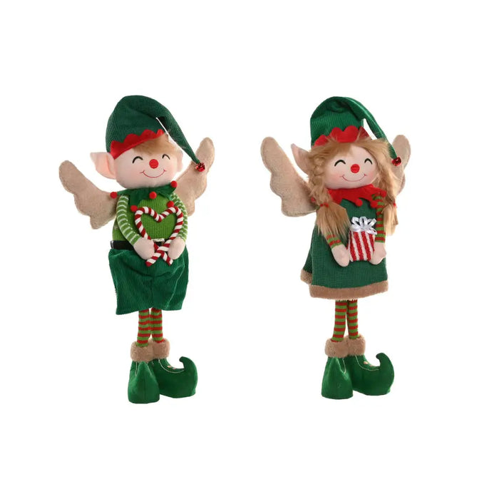 Christmas bauble Home ESPRIT Red Green Elf 31 X 13 X 53 CM (2 Units) - Декорация и Осветление<<<Дом