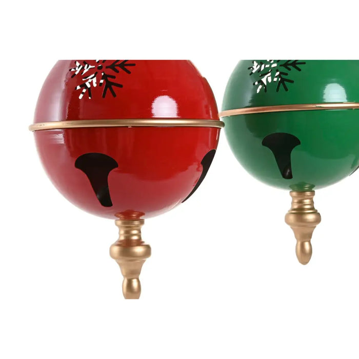 Christmas Bauble Home ESPRIT Red Green Golden Metal (2 Units) - Декорация и Осветление<<<Дом Градина<<<BigBuy&&&Коледни
