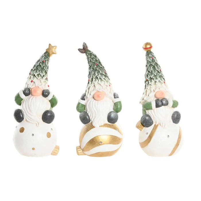 Christmas bauble Home ESPRIT White Green Golden Gnome 23 X 21,5 X 55 CM (3 Units) - Декорация и Осветление<<<Дом