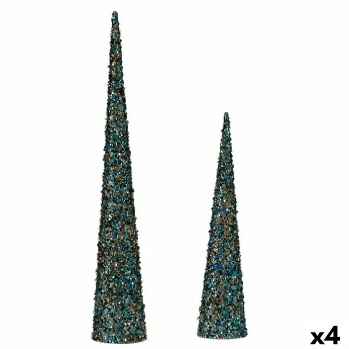 Christmas bauble Krist+ Blue Golden Cones 9,5 x 60 x 9,5 cm Sequins (4 Units) - Декорация и Осветление<<<Дом