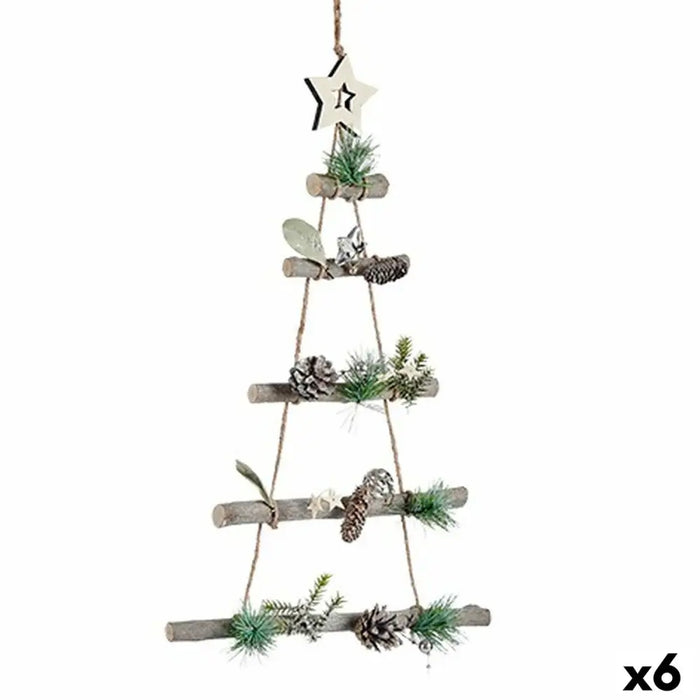 Christmas bauble Krist+ Brown Silver Wood Plastic Christmas Tree 34 x 5 x 65 cm 34 x 56 x 4 cm (6 Units) - Декорация и